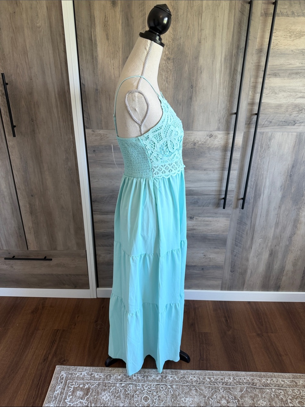 Beautiful Light Teal Three Tier Maxi Dress - Picture 3 of 4
